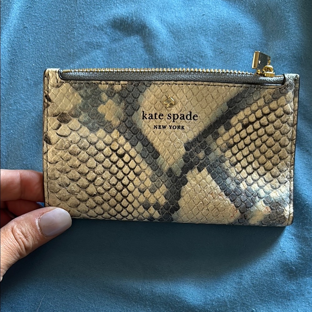 Kate Spade Beige and Black Snake Print Pouch